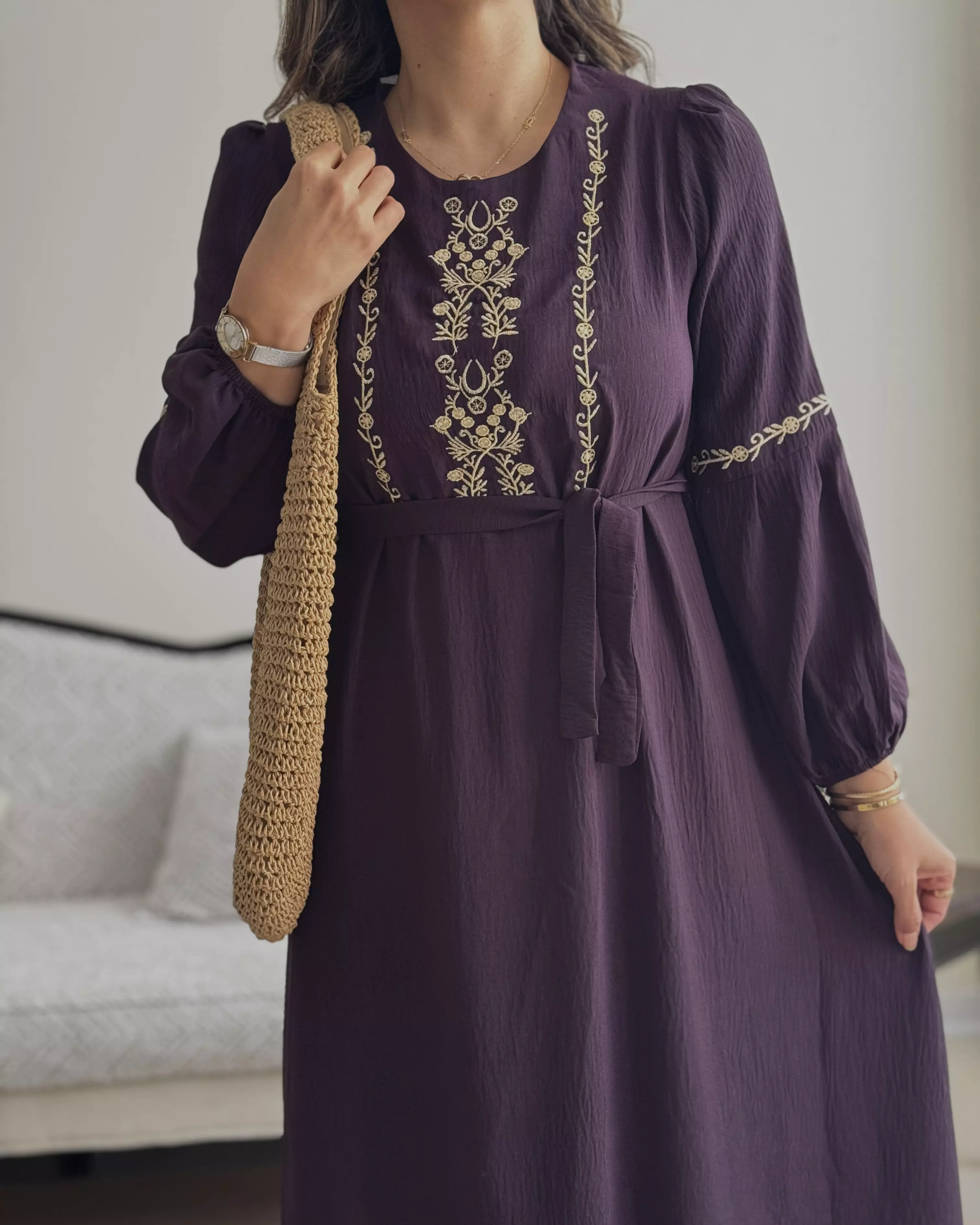 پیراهن گلدوزی سرمه